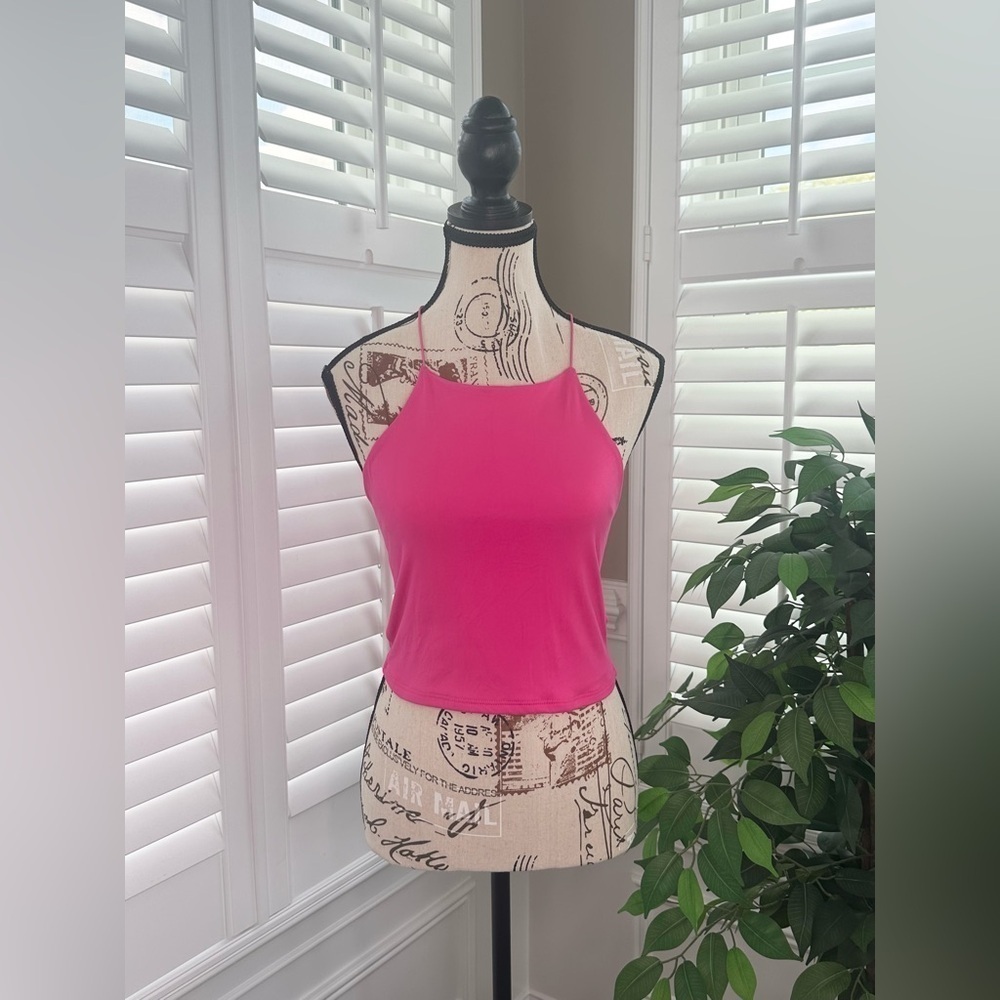 Gaze Women’s Cropped Tank Top in Hot Pink Size Small NWT